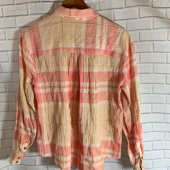 Anthro Holding Horses Pink Plaid Blouse Sz 6 - Picture 3 of 6